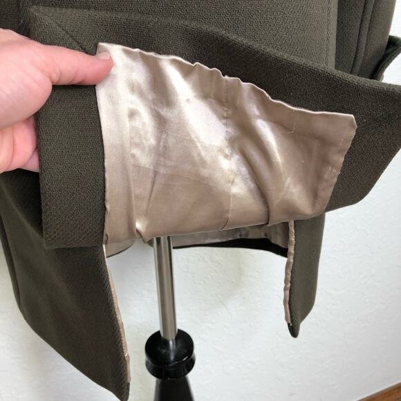 J Crew Stadium Cloth Nello Gori army green wool hooded overcoat size 2 - Picture 14 of 16